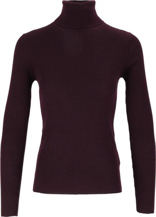 MC2 Saint Barth Aubergine Erika Merino Ribbed Fitted Wool Turtleneck Sweater