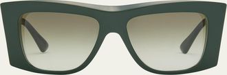 Bottega Veneta Beveled Acetate Rectangle Sunglasses