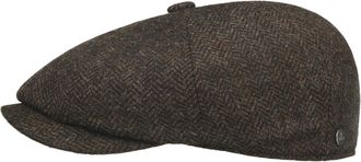 Lierys Carlsen Wool Herringbone Flat Cap Classic Made in EU Men Autumn Winter Brown