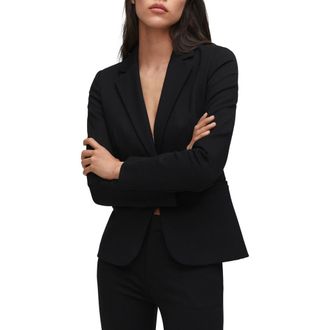 Mango Fitted Single Breasted Ponte Blazer in Black at Nordstrom Rack, Size 4