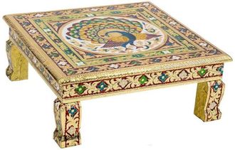 Wanderlust Deco Wanderlust Deco - Mesa Auxiliar De Metal Repujado Dorada 38x38x14