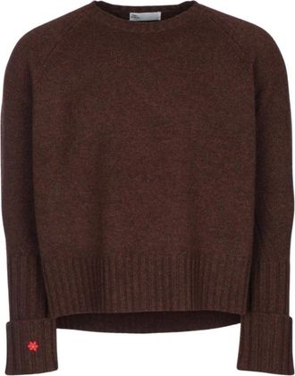 Tory Burch Merino Wol Trui - Dames - Ronde hals truien - Bruin - M - Wol - Truien & Vesten