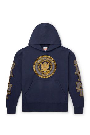 Saint Mxxxxxx Saint College Printed Cotton Hoodie