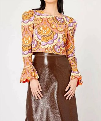 Manoush Printed Cropped Blouse In Velvet Fall