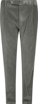 Berwich Grey Slim Textured Ribbed Corduroy Straight-Leg Pants