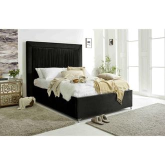 Casa Alexandra Black Plush Velvet Single Bed Frame