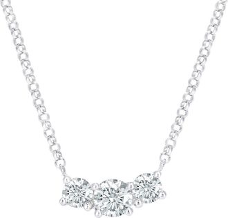 Jewelco London 18ct White Gold 20pts Diamond 20pts Trilogy Lavalier Necklace 16 - DP1AXL665W18