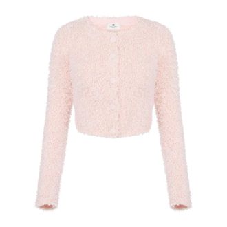 Elisabetta Franchi Cardigan van fleece stof - Dames - Vesten - Roze - L - Truien & Vesten