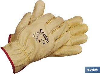 cofan Guantes De Piel De Vacuno Calidad Est&aacute;ndar Seguros Y C&oacute;modos Resistentes Y Duraderos Cofan T-10 (bl&iacute;ster 12 Pares) Amarillo