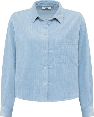 Marc O'Polo Denim Langarmbluse MARC OPOLO DENIM, Damen, Gr. L, blau dusk, Cord, Obermaterial: 100% Baumwolle, loose fit, Manschette, Blusen Langarmbluse, Cordbluse loos