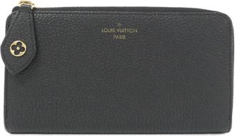Louis Vuitton Black Leather Long Wallet (Bi-Fold) (Pre-Owned)