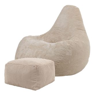 Icon Brand Puf reclinable con reposapi&eacute;s en respaldo alto y pana beige