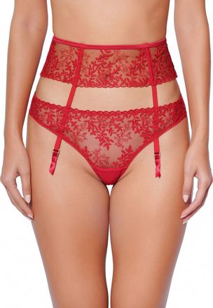 Huit Eglantine Garter Belt In Red