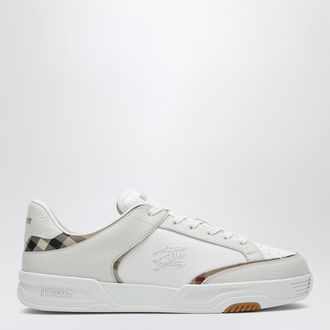 Burberry White and beige Harrow sneakers in leather and nylon