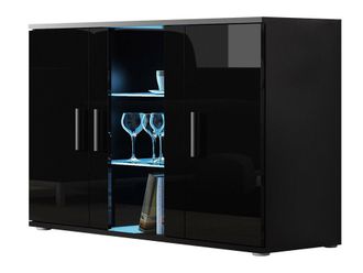 Mirjan24 Mobilier1 - Aparador Tornola 106, Negro + Negro Brillante, 80x120cm, N&uacute;mero De Puertas: 041cm, Aglomerado Laminado, Vidrio