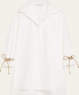 Max Mara Raglan-Sleeve Cotton Poplin Blouse