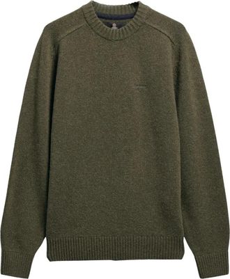 Barbour Newtown Crew Neck Jumper - Heren - Ronde hals truien - Groen - S - Wol - Truien & Vesten