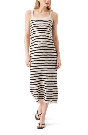 Ripe Pointelle Stripe Knit Maternity and Nursing Midi Dress in Natural /Black at Nordstrom, Size X-Small Au