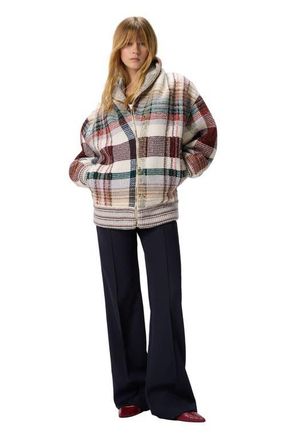 Missoni Quilted Jacket With Check Pattern in White & Burgundy at Nordstrom, Size 42 It