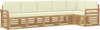vidaXL Conjunto De Sof&aacute;s De Exterior 6 Uds. Blanco Y Crema Poli&eacute;ster Vidaxl