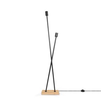 Paco Home L&aacute;mpara De Mesa De Pie Vintage E27 Sal&oacute;n Industrial Dise&ntilde;o Moderno Led Retro L&aacute;mpara De Pie, Negro - Bamb&uacute; - Paco Home