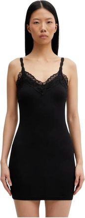 VETEMENTS Lace V-neck Jurk - Dames - Korte kleedjes - Zwart - L - Katoen - Kleedjes
