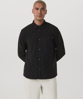 Vuori Clothing Long Sleeve Altitude Wool Button Down - Relaxed Fit | Volcanic Ash | Medium
