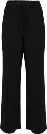 Max Mara Milano-gebreide jersey broek - Dames - Wijde Broeken - Zwart - M - Katoen - Broeken
