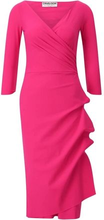 La Petite Robe Di Chiara Boni Kleedjes, Dames, Roze, M, Elegante Gedrapeerde Midi Jurk