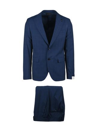 Paoloni Tailored Blue Virgin Wool Suit With Rounded Jacket And Classic Trousers