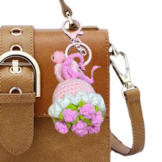 Generic Crochet Bouquet Keychain, Cute Crochet Keychain - Bouquet Crochet Keychain Bag Charm - Collectable Artificial Flowers Forever, Women Keepsake for Tote