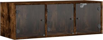vidaXL Mueble De Pared Puertas De Vidrio Roble Ahumado 102x37x35 Cm Vidaxl
