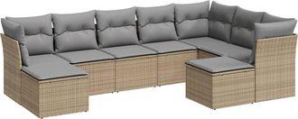 vidaXL Set De Sof&aacute;s De Jard&iacute;n 9 Pzas Con Cojines Rat&aacute;n Sint&eacute;tico Beige Vidaxl
