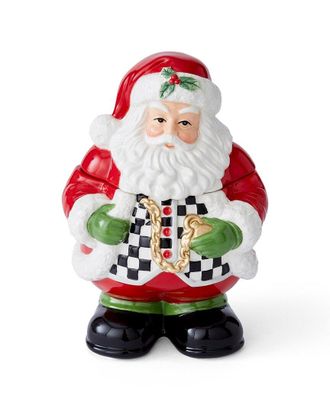 Spode Christmas Tree Black & White 8In Santa Candy Jar