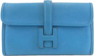 Herm&egrave;s Blue Swift Leather Long Wallet (Bi-Fold) (Pre-Owned)