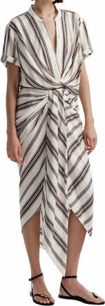 A.L.C. Rhodes Striped Linen Midi Skirt In Panna Multi