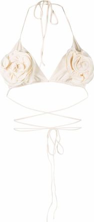 Magda Butrym Neutral Floral Appliqu&eacute; Bikini Top - Womens - Polyamide/Elastane