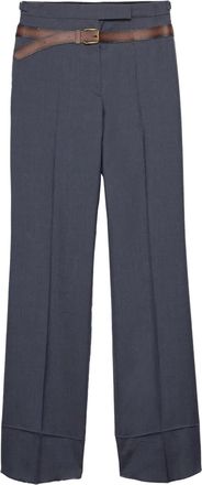 Prada Pantaloni a vita alta in seta - Grigio