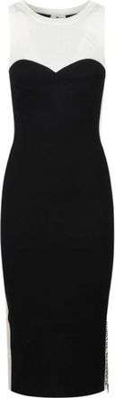 Elisabetta Franchi Mouwloze Gebreide Midi Jurk - Dames - Casual kleedjes - Zwart - M - Kleedjes