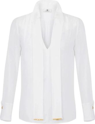 Elisabetta Franchi V-hals Blouse - Dames - Blouses - Beige - M - Organza - Overhemden