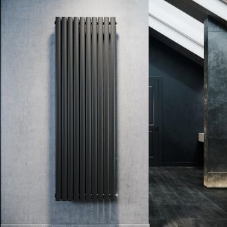 Sonni Sonni - Radiador De Vertical Ovalado Antracita Radiador Centro Conexi&oacute;n Doble Capa 1800x593mm