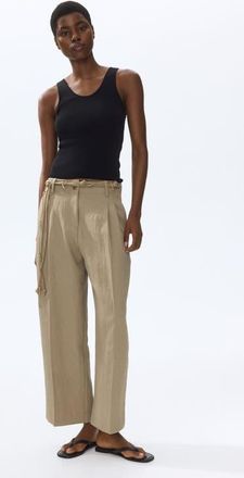H&M Ankle-length Twill Pants in Beige at Nordstrom, Size 12