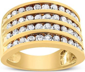 House of Brilliance 10K Yellow Gold Plated Silver 1 1/2 Cttw Diamond 4 Row Channel Band Ring in Yellow Gold Over Silver at Nordstrom, Size 8