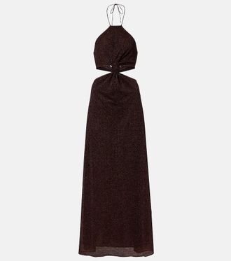 Os&eacute;ree Lumiere cutout halterneck maxi dress