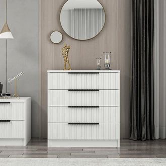 Dmora Cajonera Vicente, 7 Cajones, Apertura Deslizante, Cierre Deslizante, 72x42x77h Cm Blanco