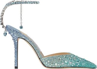 Jimmy Choo London Saeda 100 Crystal Embellished Satin Pumps, Brand Size 34.5 ( US Size 4.5 )