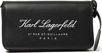 Karl Lagerfeld Tassen, Dames, Zwart, ONE Size, Hotel Karl Flap Shoulder Bag Tech Leather