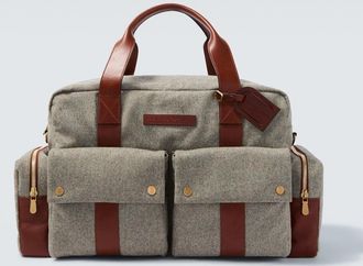 Brunello Cucinelli Leather-trimmed flannel duffel bag