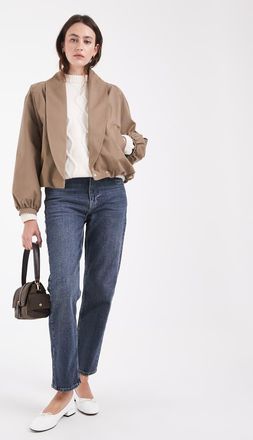 Asos giacca con orlo a palloncino e collo sciallato beige-Verde