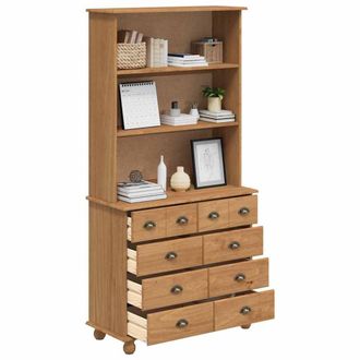 Berkfield Home Hutch ASKIMHoney Brown 91x40x183 cm Solid Wood Pine | Size: 91 x 40 x 183 cm